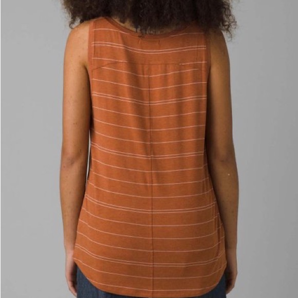 (A4c) prAna Copper Heather Stripe Foundation Pocket Scoop Neck Tank, Size S, NWT - Picture 2 of 10